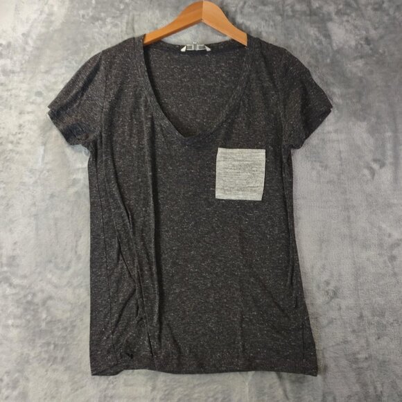 BKE Women's S Black Heathered Tee w/ Contrast Stripe Pocket Vintage‎ Soft staple - Picture 1 of 9